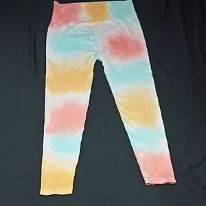Women's Tie-Dye High-Waist Leggings - Pastel Pink, Blue & Yellow